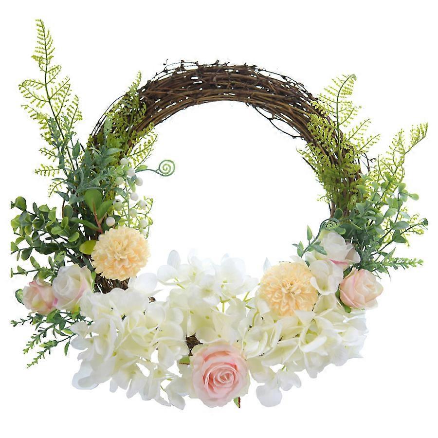 Eucalyptus Hydrangea Rattan Wreath – White Garland