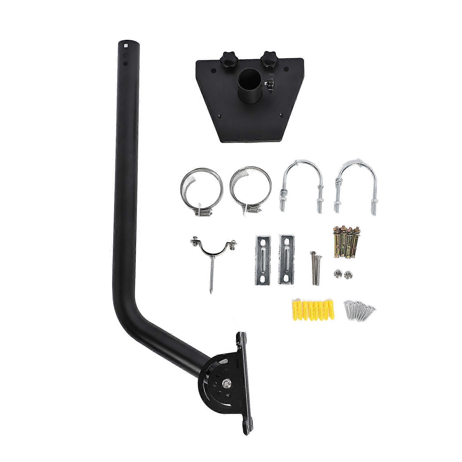 Antenna Pole Mount 360° Adapter and 160°J Shape Pole Roof Wall Bracket for Home and School