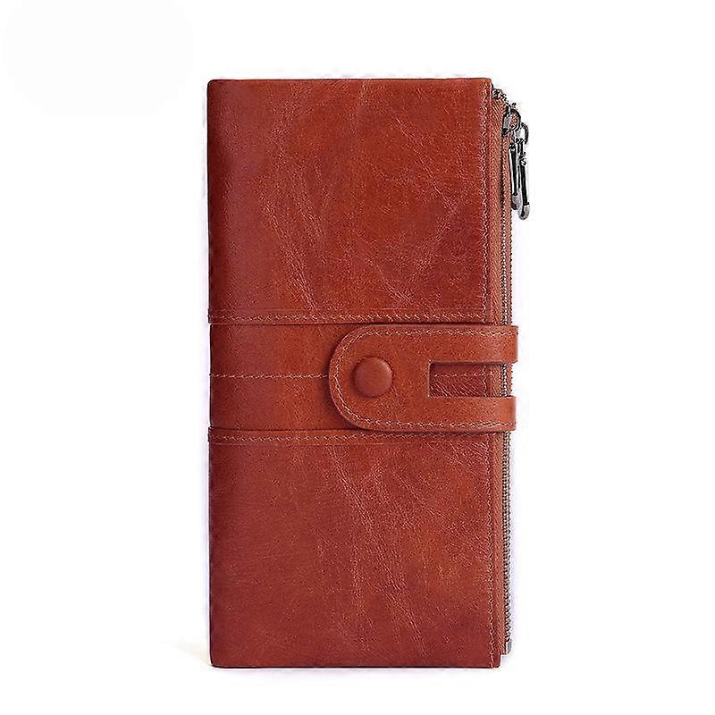 Retro Genuine Leather Women's Wallet Korean Fashion Mobile Phone Baotou Layer Cowhide Long Wallet Bag