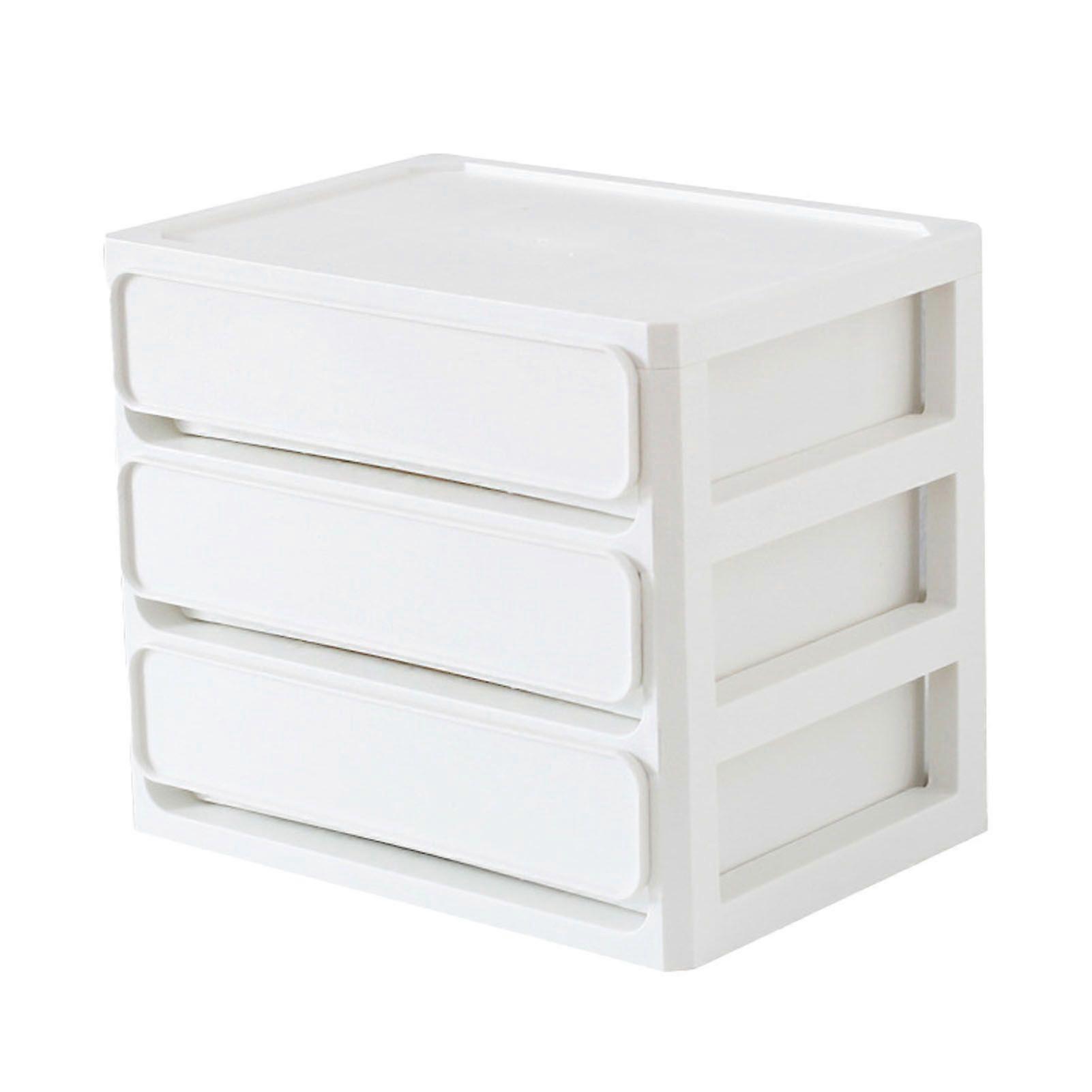 Storage Drawer Multi Layers Stackable Dustproof Desktop Storage Box Organizer for Student Dormitory Home Cosmetics ,3 Layers White