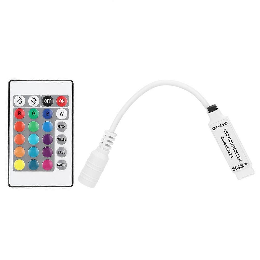 2Pcs 5-24V 24 Keys IR Mini Dimmer Controller RGB Remote Controller with Infrared Receiver