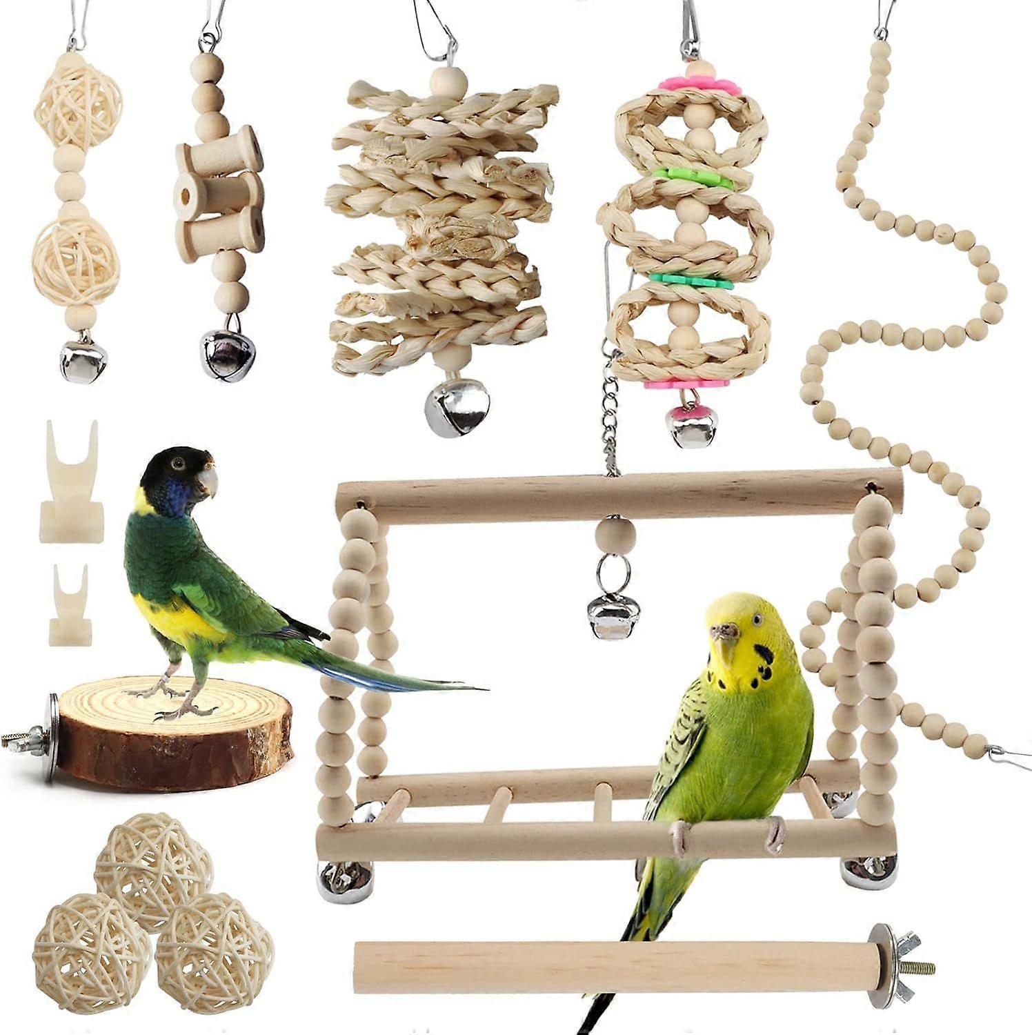 13 Pack Bird Chew Toys - Hanging Swing Chew Toy for Budgies Cockatiels Parrots