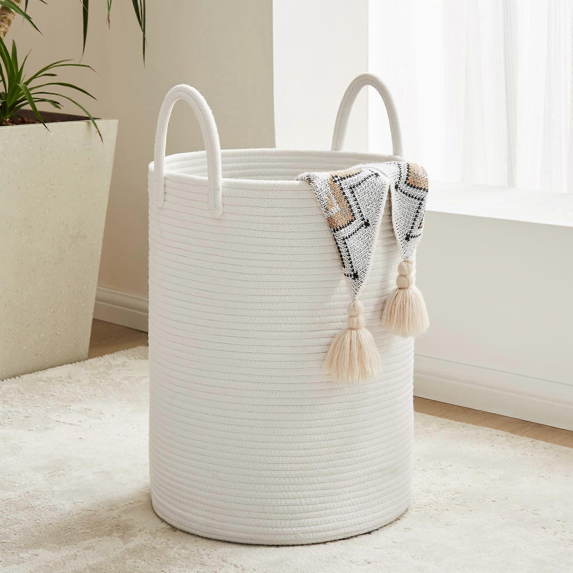 Woven Collapsible Laundry Hamper 58L - Stylish Organizing Bin for Laundry Room, Durable Fabric, Space-Saving Design