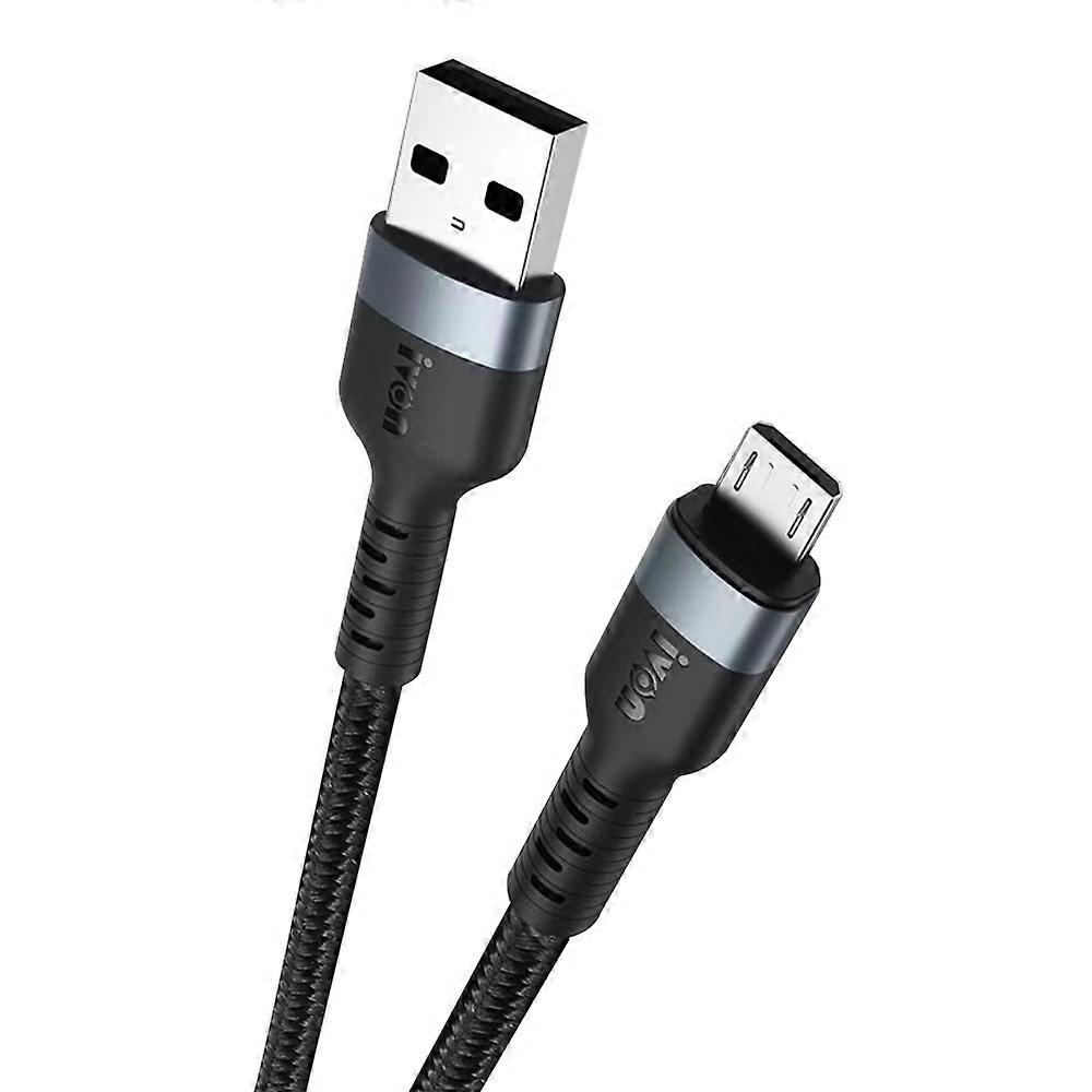 IVON CA88 12W 2.4A USB to Micro USB Nylon Braid Fast Charge Data Cable, Cable Length: 1m