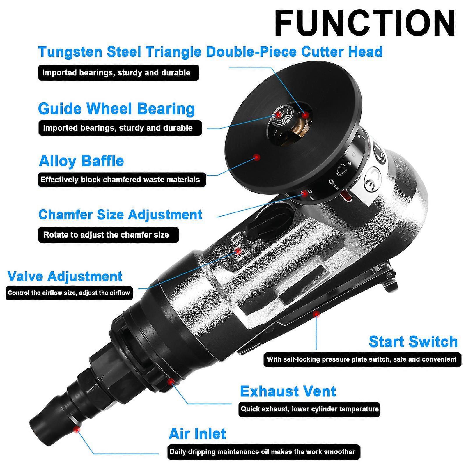 Pneumatic Chamfering Machine Carpenter Chamfering Tool Portable Handheld Grind Tool Metal Wood Acrylic Deburring Beveling Trimming Machine