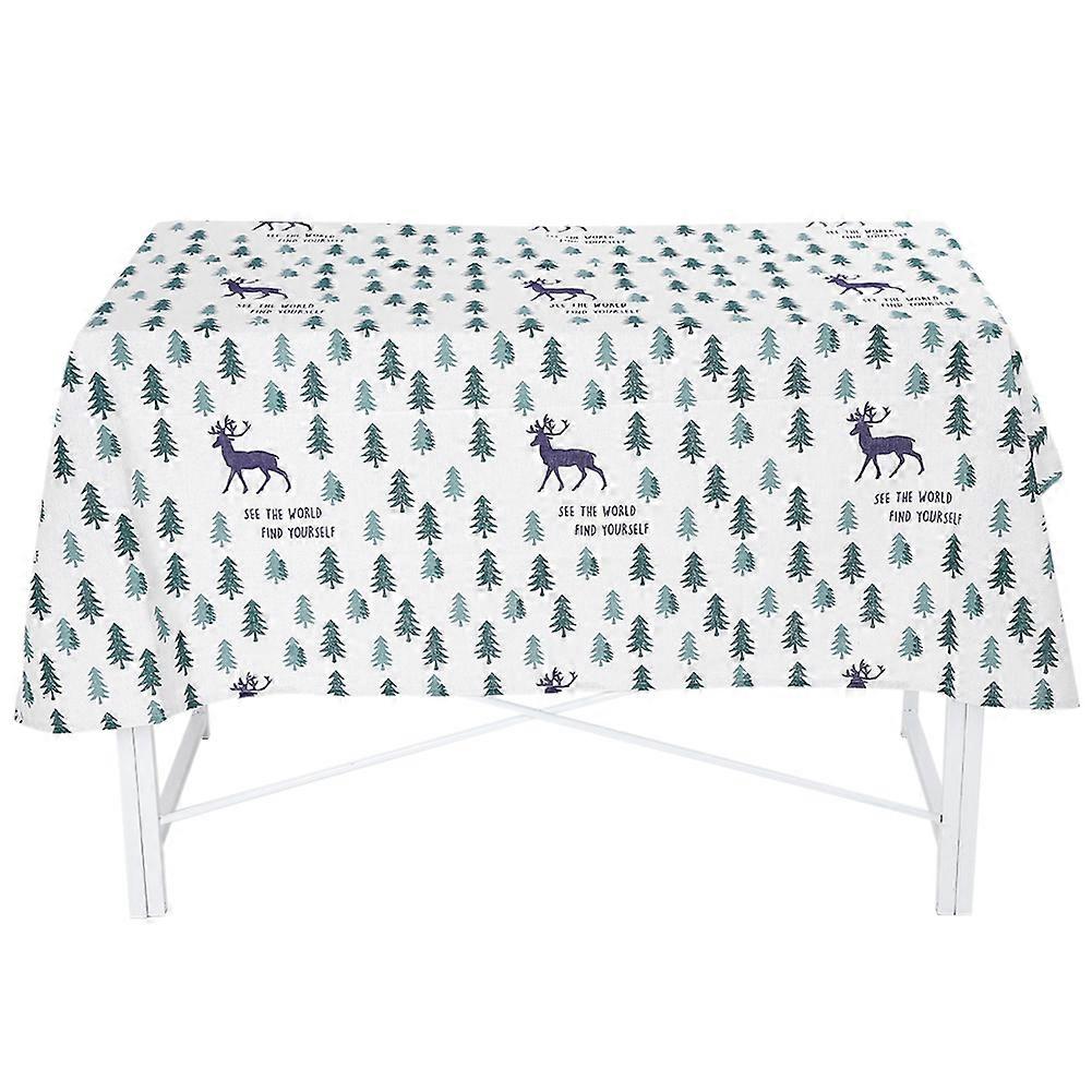 Cotton and Linen Table Cloth 140 x 140 cm for Dining Kitchen Table Cover Protector in Elegant Design