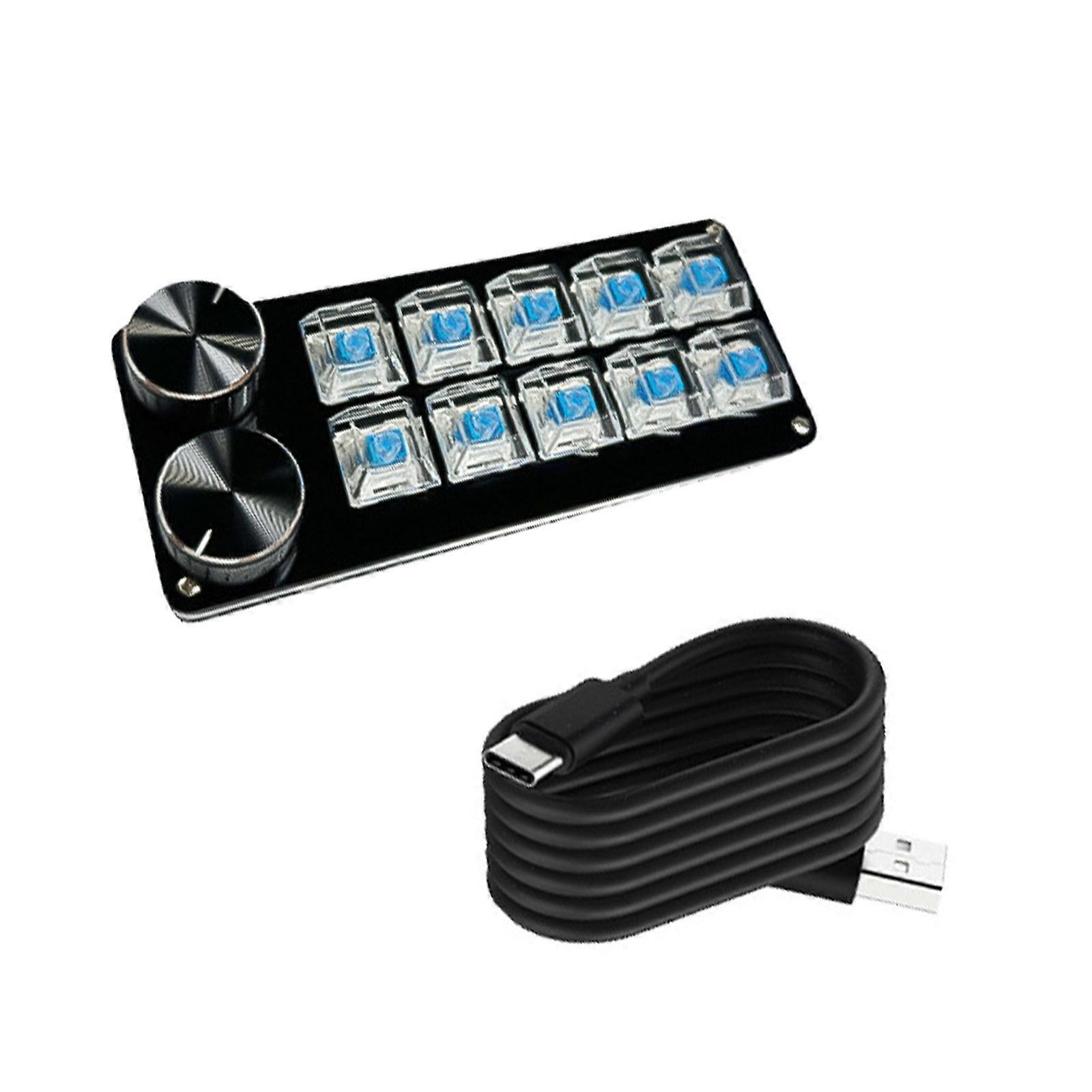 Customizable Macro Keypad with Double Knob, 9Key/10Key/12Key/15Key Mechanical Gaming Keyboards, Programmable Keypad