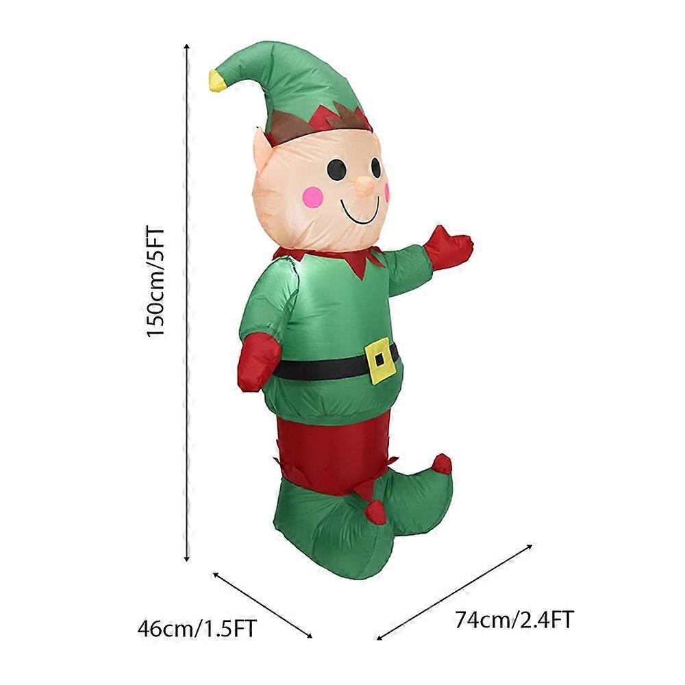 Christmas Inflatables Outdoor Decorations Elf 5FT Built-in LED Lights and Air Blower Blow Up Christm