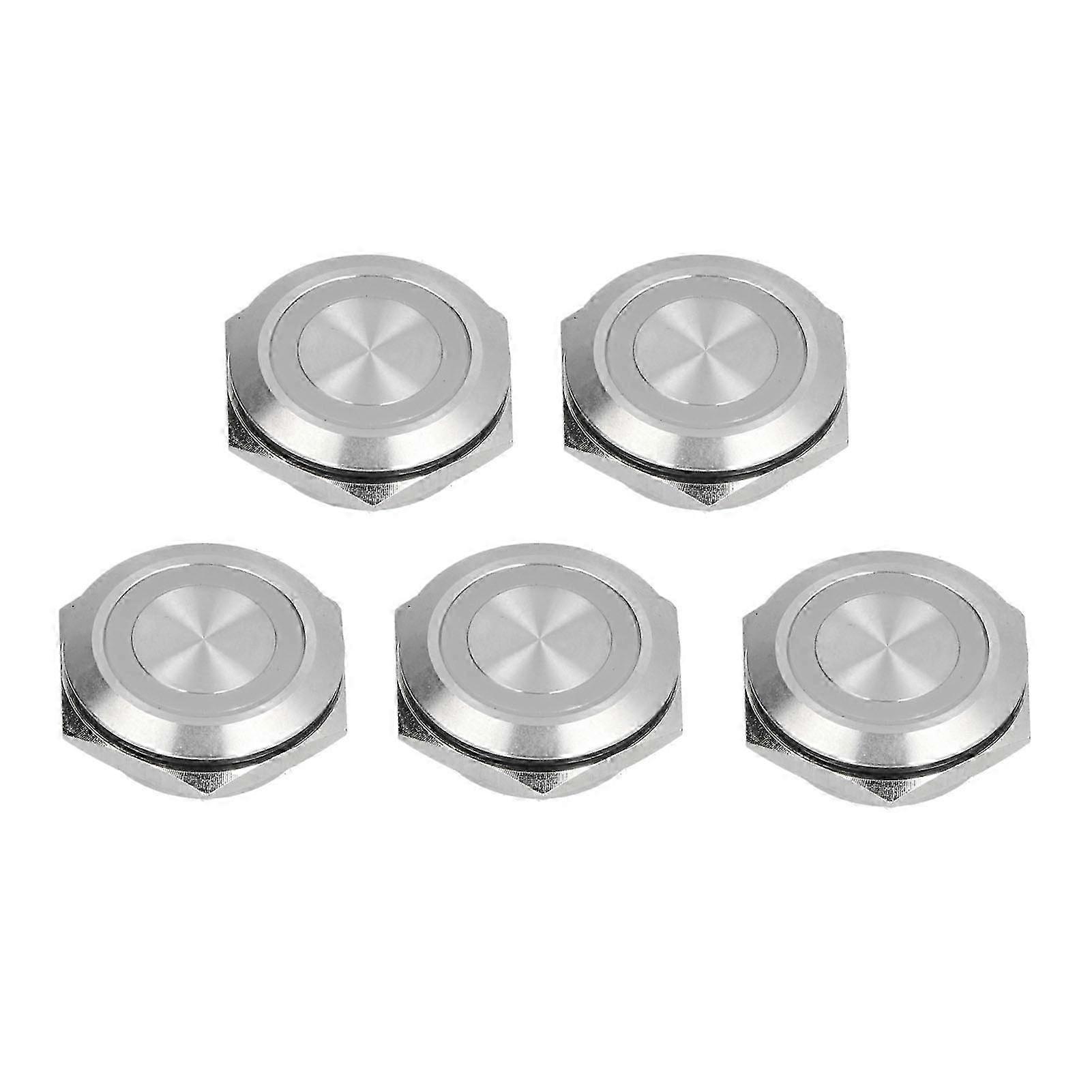 5Pcs Momentary Push Button Switch Metal Auto Reset Ultra Thin Waterproof with LED 25mmDC12~24V White