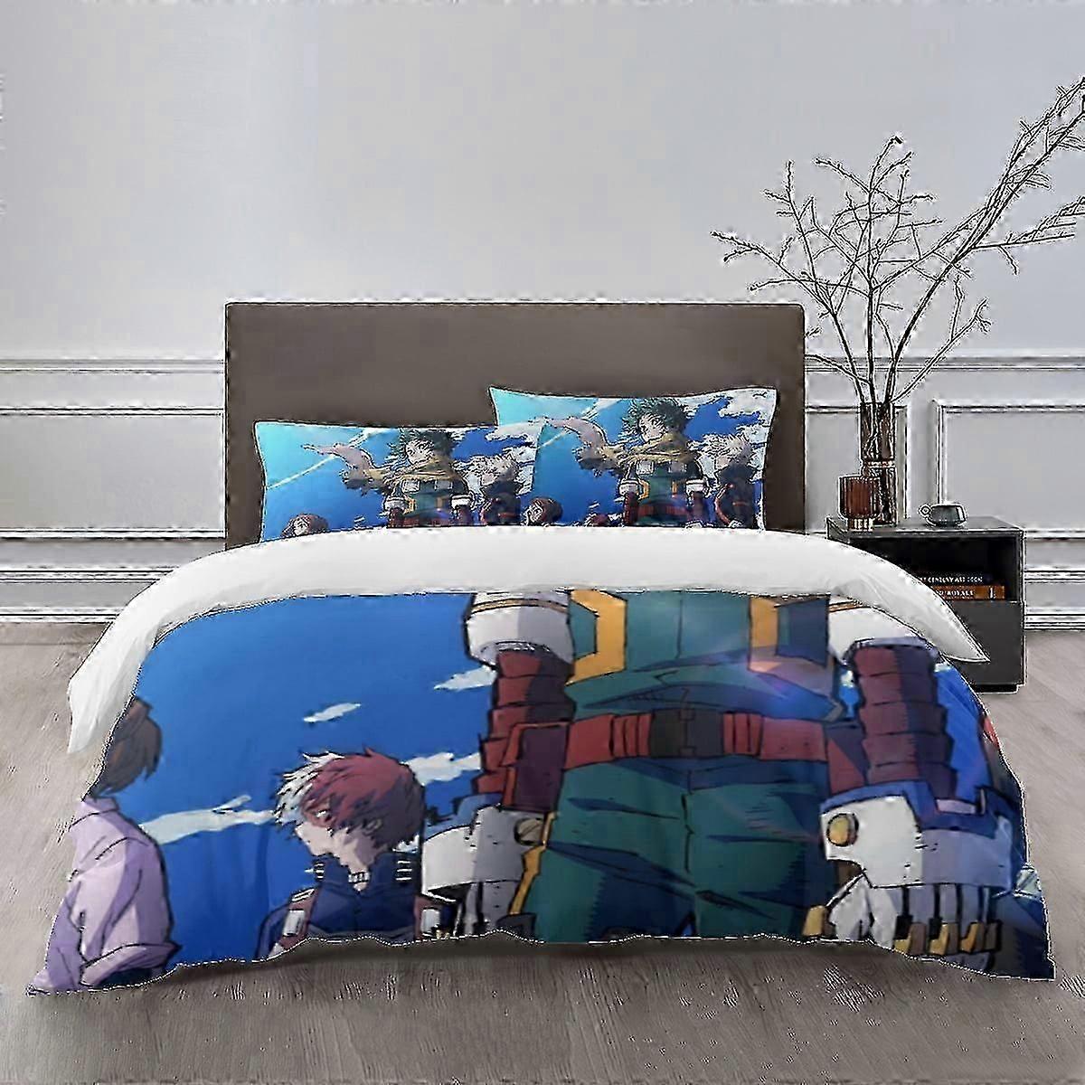 o2846 ملاءات السرير My Hero ademia Bedding Se سرير غطاء لحاف كرتون خفيف الوزن مجموعة رهان 3 قطع (1 غطاء لحاف و 2 كيس وسادة) ملاءات سرير fg2846