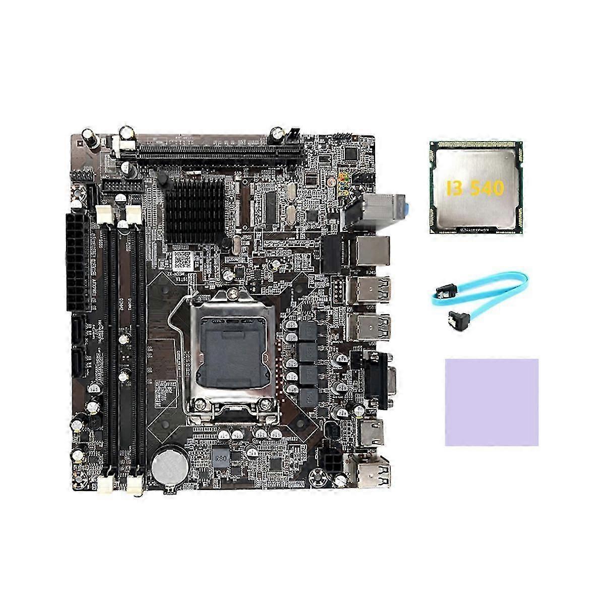 H55 Motherboard LGA1156 Supports I3 530 I5 760 Series CPU DDR3 Memory Motherboard+I3 540 CPU+SATA C DS