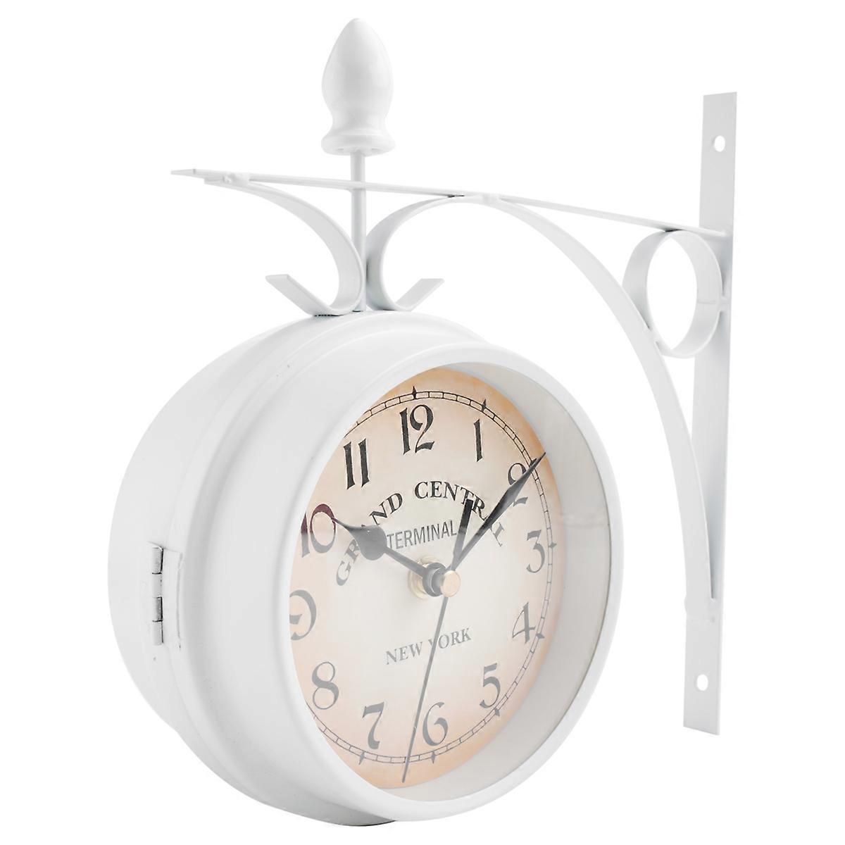 Iron Round Wall Hanging Double Sided Two Faces Retro Station Clock Round Chandelier Wall Hanging Clo