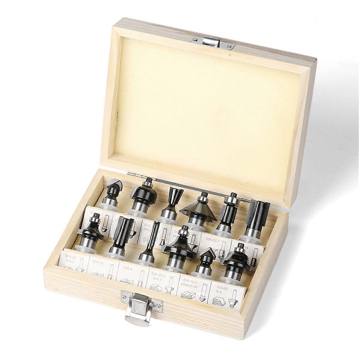 12 Piece 1/2 Shank Wood Milling Cutter Set Wood Engraving Machine