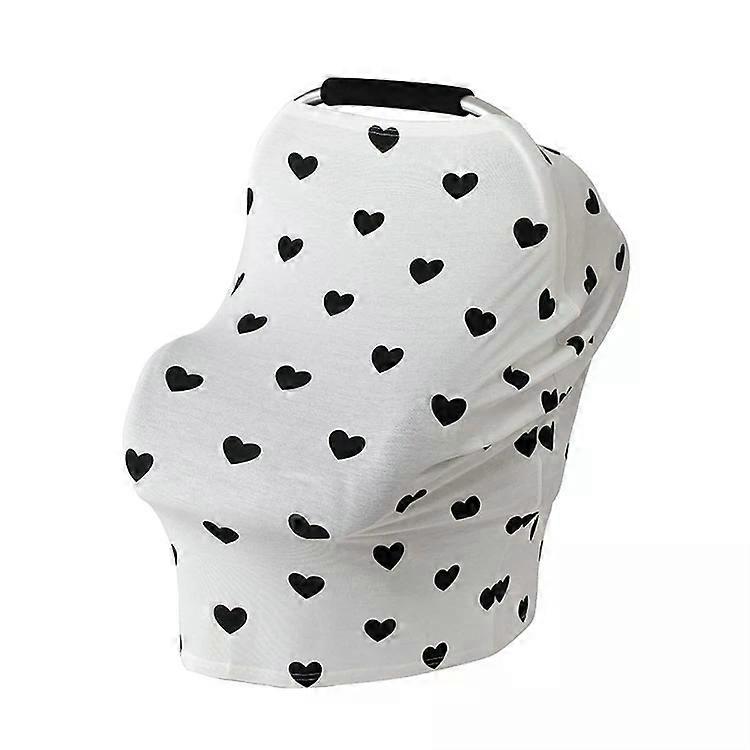 Multifunctional Nursing Towel & Stroller Cover-Cotton Safety Seat Cushion,Love on White