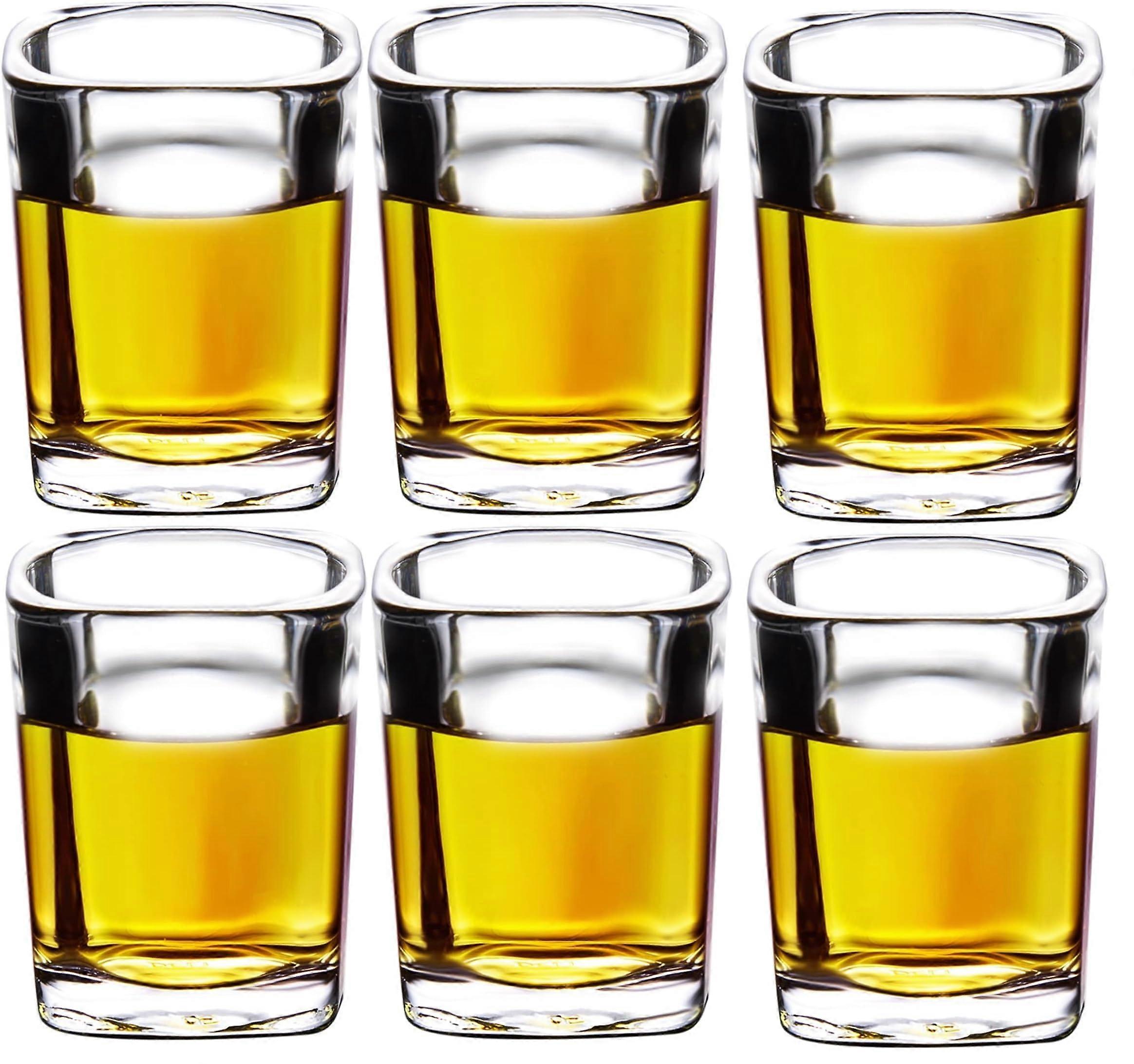 6 Set Square Shape Heavy Small Size Shot Glasses for Whiskey 60 ml