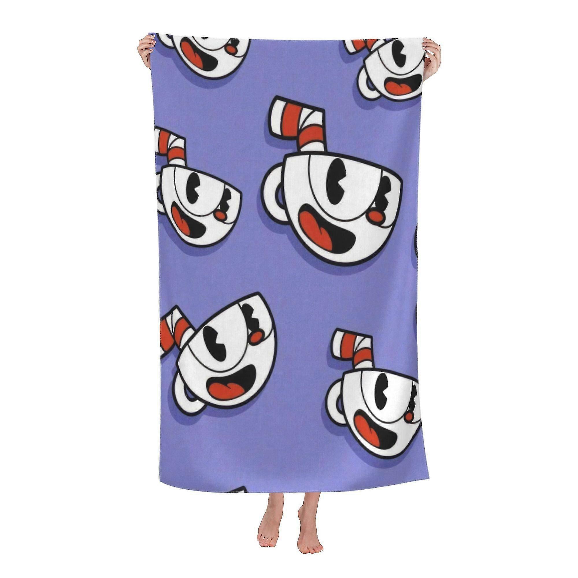 Cuphead badehåndkle, stort badehåndkle i mikrofiber