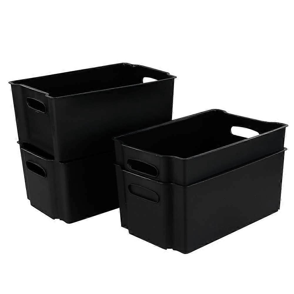 4-Pack Black Stackable Plastic Storage Bins, 12L Organizers for Home and Office, Durable and Versatile Storage Solutions
