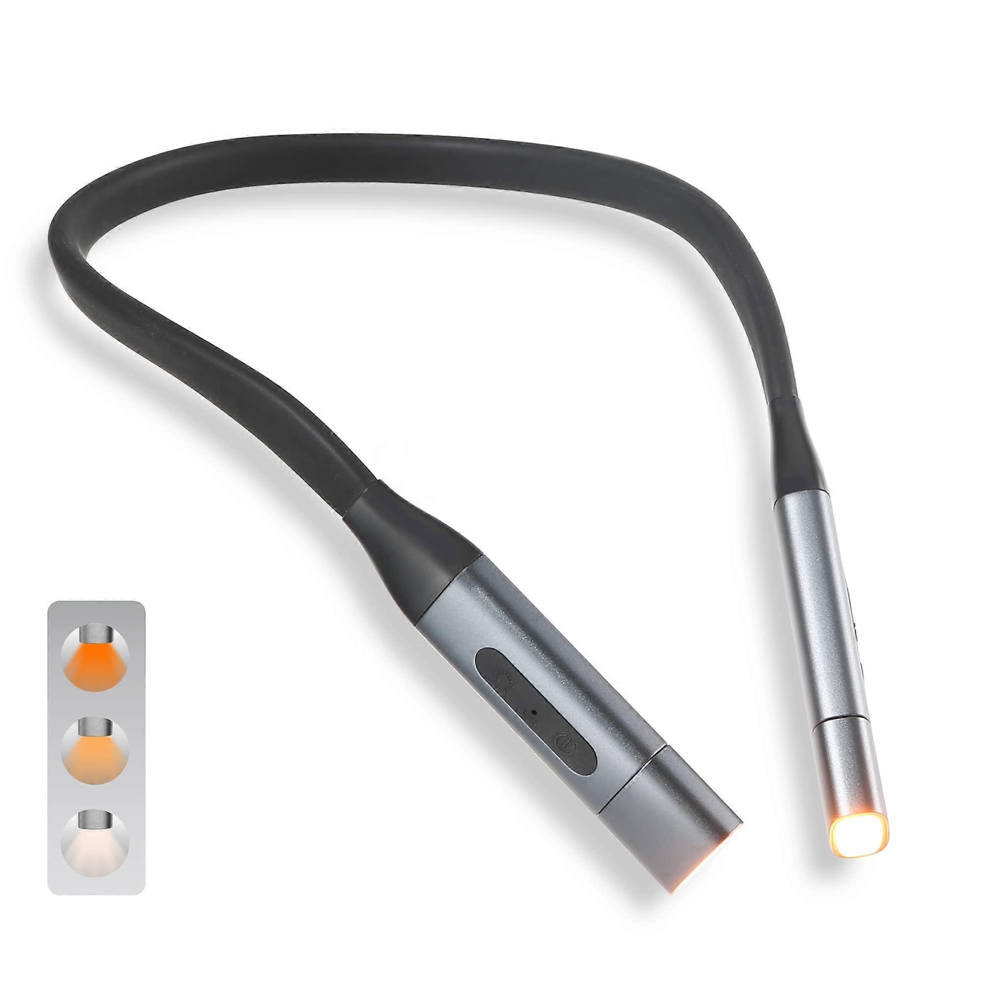 Reading lights for books in bed, rechargeable LED neck reading light, 3 color book light