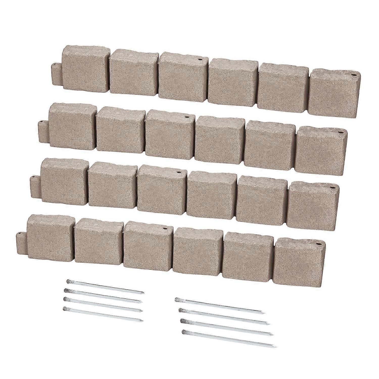 Faux Stone Garden Edging, 46.8 x 3.9 in Realistic Lawn Border with Anchoring Spikes,Yard Edging for Pathways and Driveways in Brown