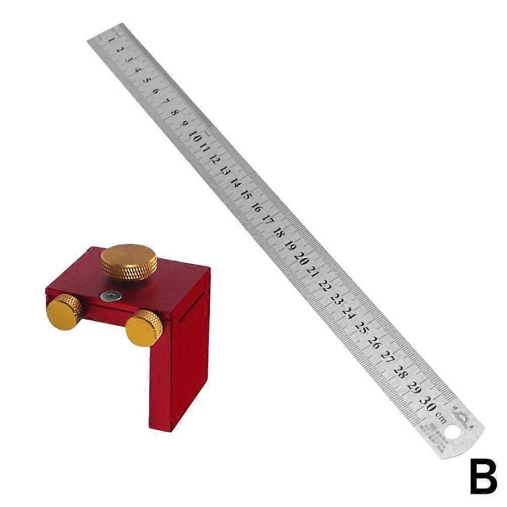 Steel Woodworking Scribing Ruler Adjustable L Shaped Positioning Block for Precise Carpentry Measuring and Marking