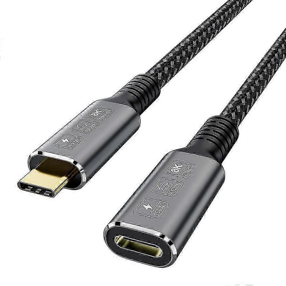 كابل تمديد Thunderbolt 4، كابل USB-C إلى USB C ذكر إلى أنثى يدعم فيديو 8K/5K بتردد 60 هرتز / نقل بيانات 40 جيجابايت في الثانية / شحن 100 واط (0.8 متر)