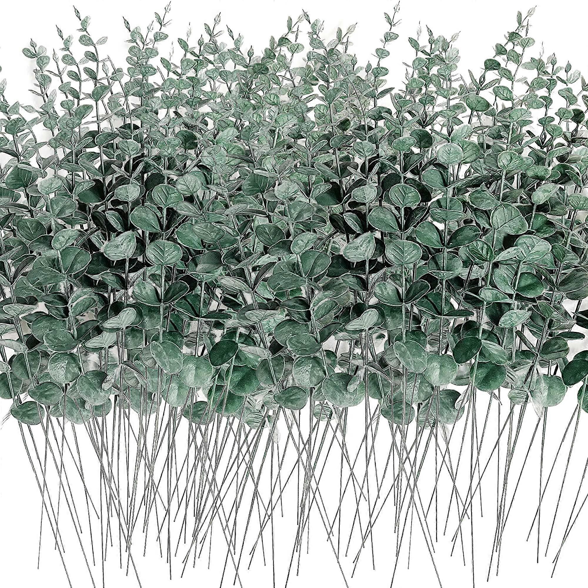 Eucalyptus Stems 100pcs Artificial Eucalyptus Leaves Bulk Stems Faux Greenery for Floral Arrangements