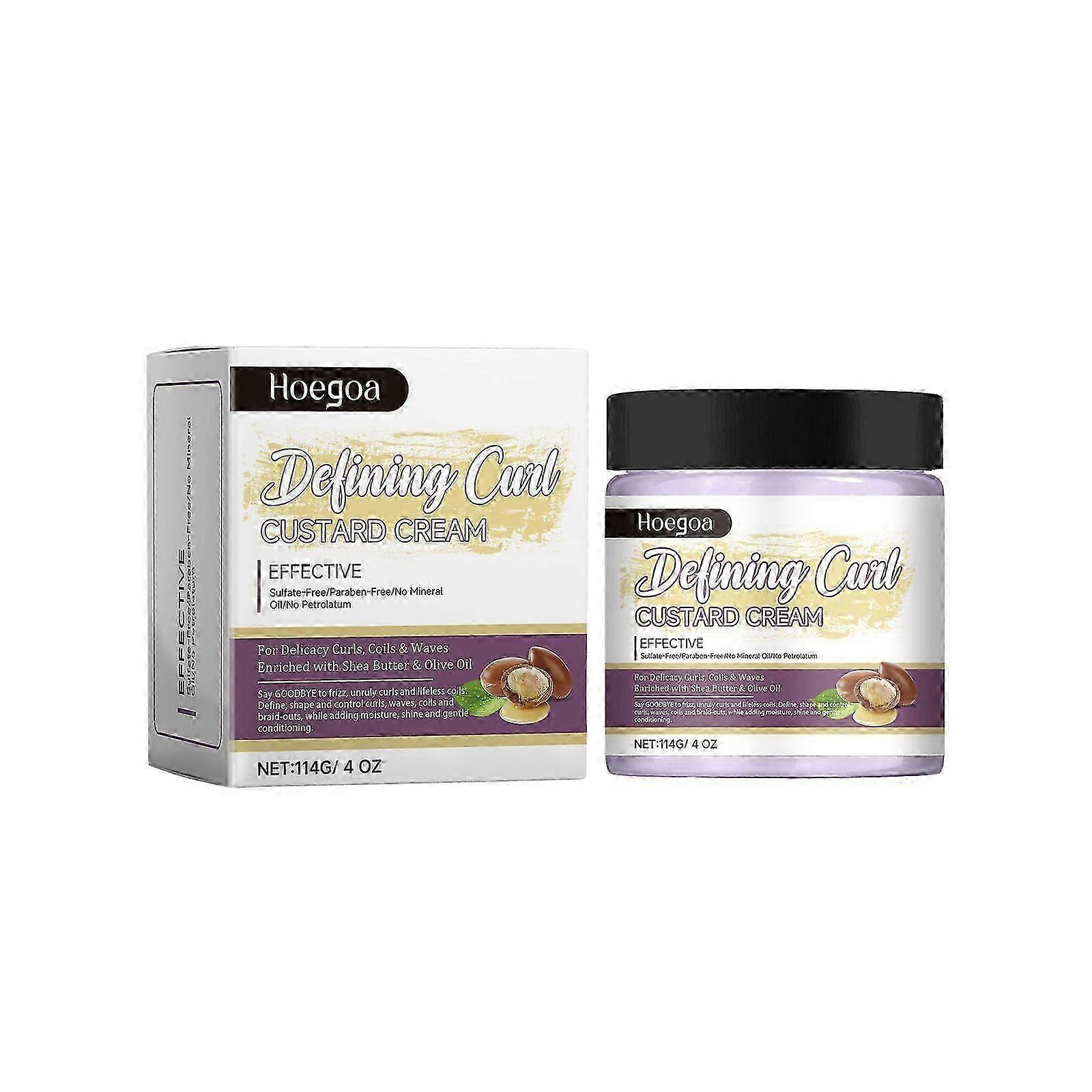 Curls Defining Custard Cream for For Delicacy Curls, Coils & Waves, Enriched with Shea Butter and Olive Oil, Moisture, Shine and Gentle Conditioning,