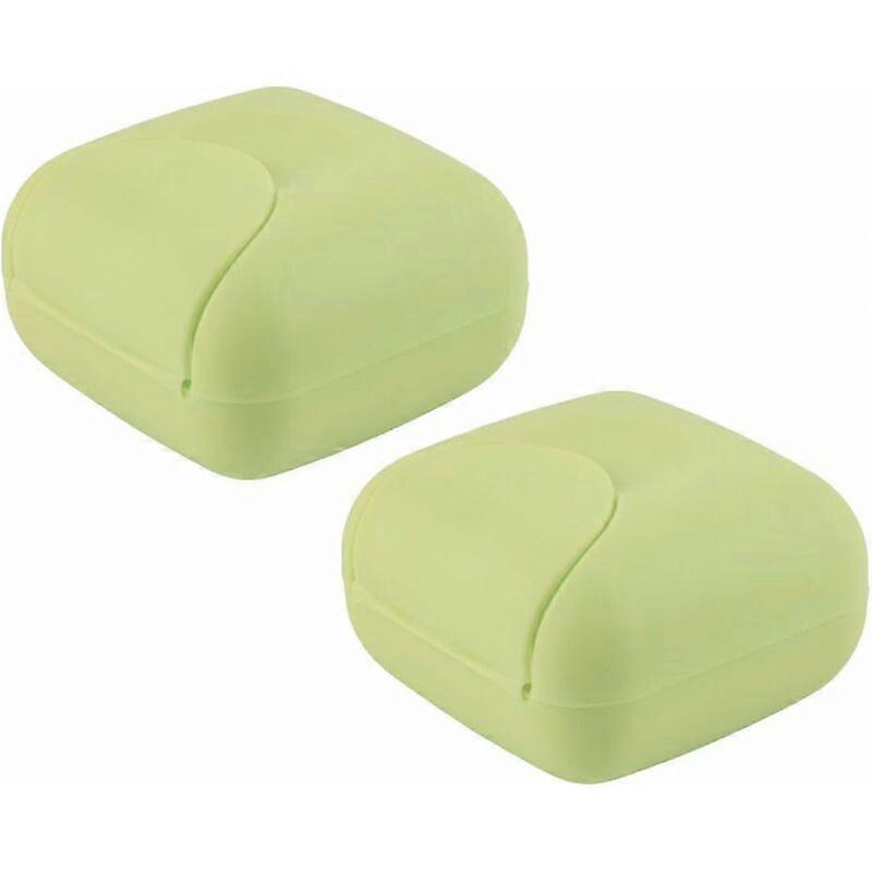 BR-Vie Travel Soap Box Set of 2 Handmade Waterproof Soap Box for Home and Outdoor Use, Green