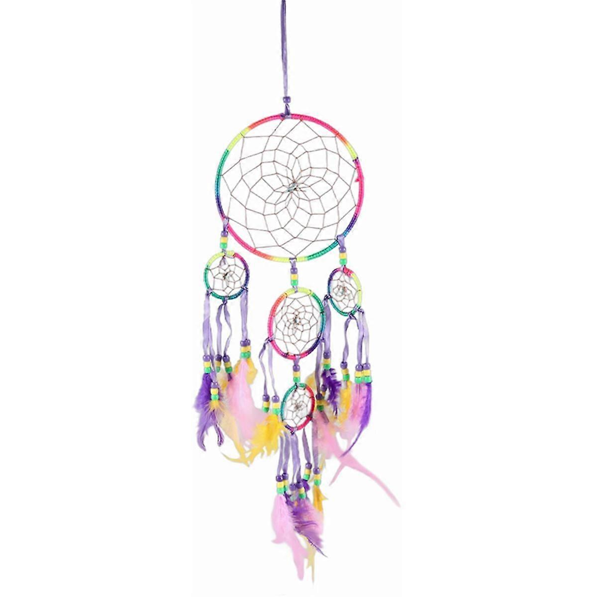 Handmade Catcher Traditional Dreamcatcher Wall Hanging Decoration Colorful Feather