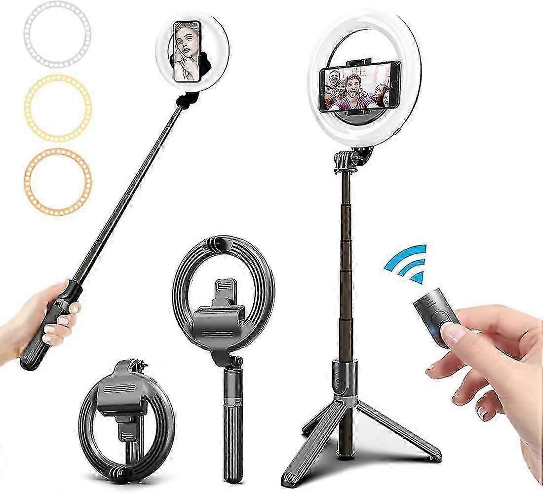 Selfie Ring Light With Tripod Bluetooth Remote Control 6.3" Ring Light