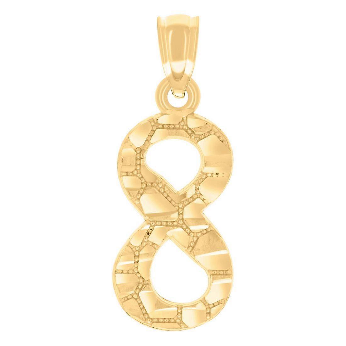 14k Yellow Gold Unisex Diamond-Cut Nugget-Unisex Letter Name Personalized Monogram Initial Sport game Number 8 Charm Pen