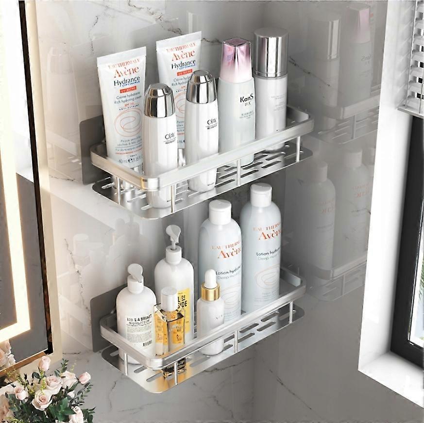 Shower Shelf Without Drilling 2pcs Gloss Silver
