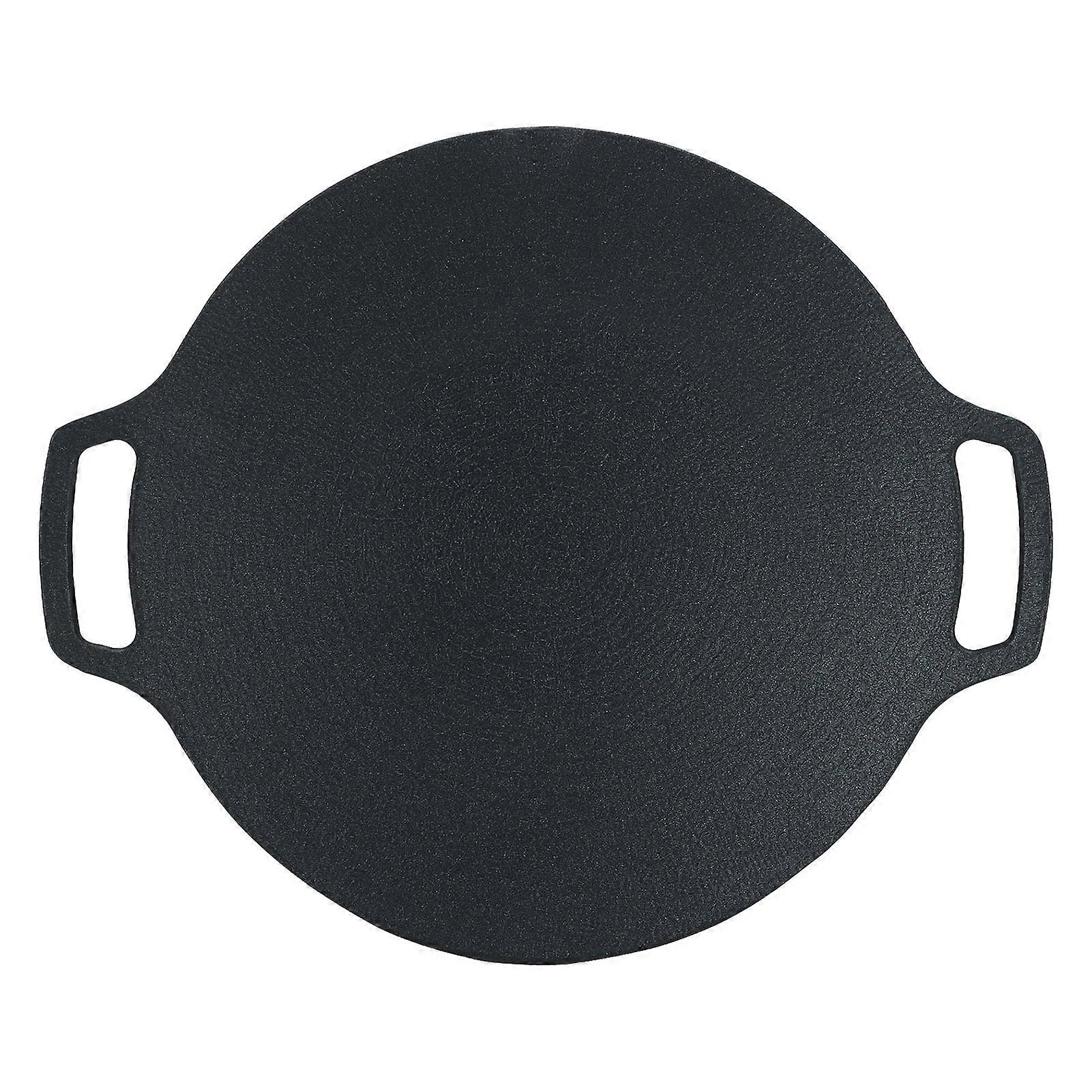Korean BBQ Grill Pan with Double Handle 6 Layer Coating Multifunctional Non Stick Round Griddle for Gas Cooker
