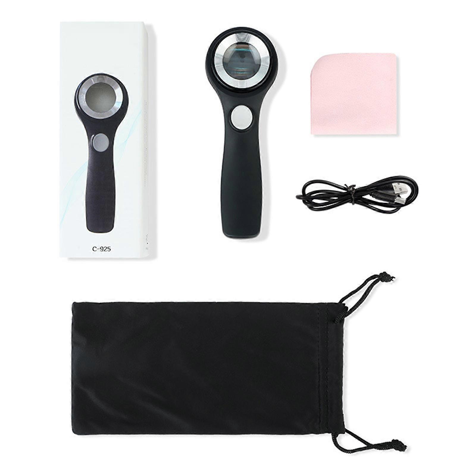 Rechargeable 40X Magnifying Glass with Light Brightness Adjustable Double Glass Lens Loupe Handheld Magnifier