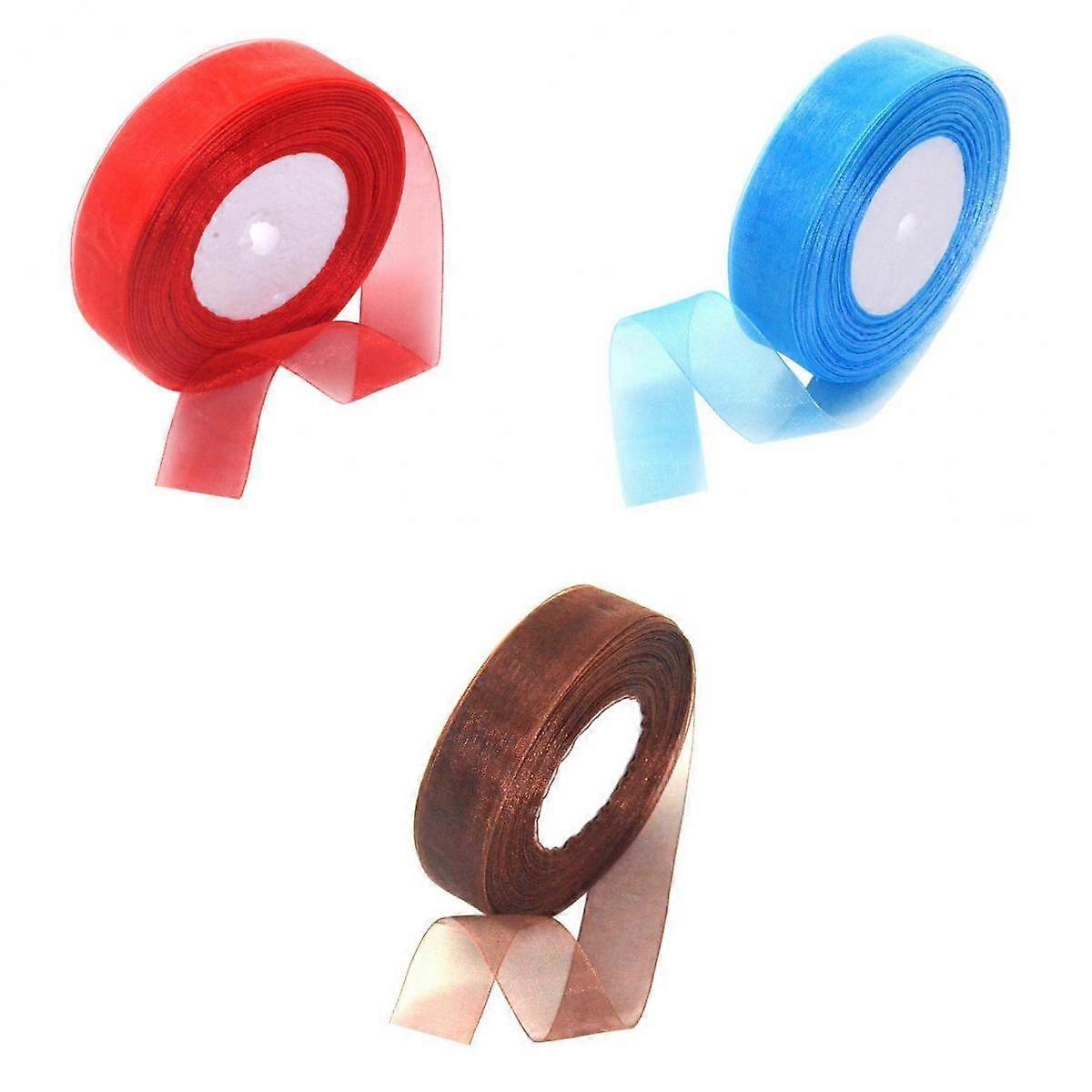 3pcs 50 Yards Polyester Satin Chiffon Ribbon Gift Wrap