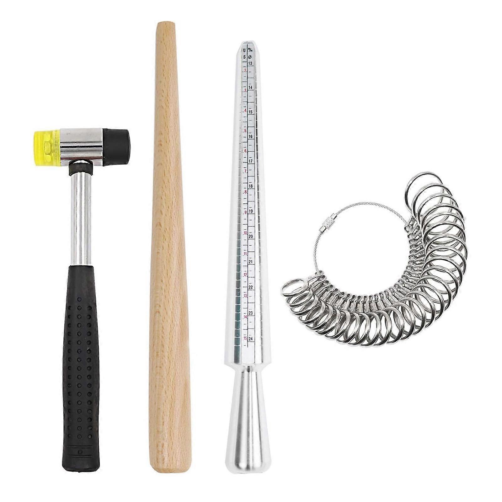 Pack of 4 Jewelry Rings Sizer and Mandrel Tool Rings Size Measuring Tool Efficient Finger Circumference Determination