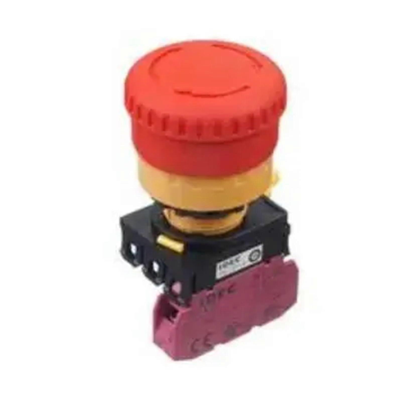 YW1B-V4E01R E-Stop Push Button Switch, SPST-NC, 10A Rated, 120V AC, Red Screw Terminal Safety Switch