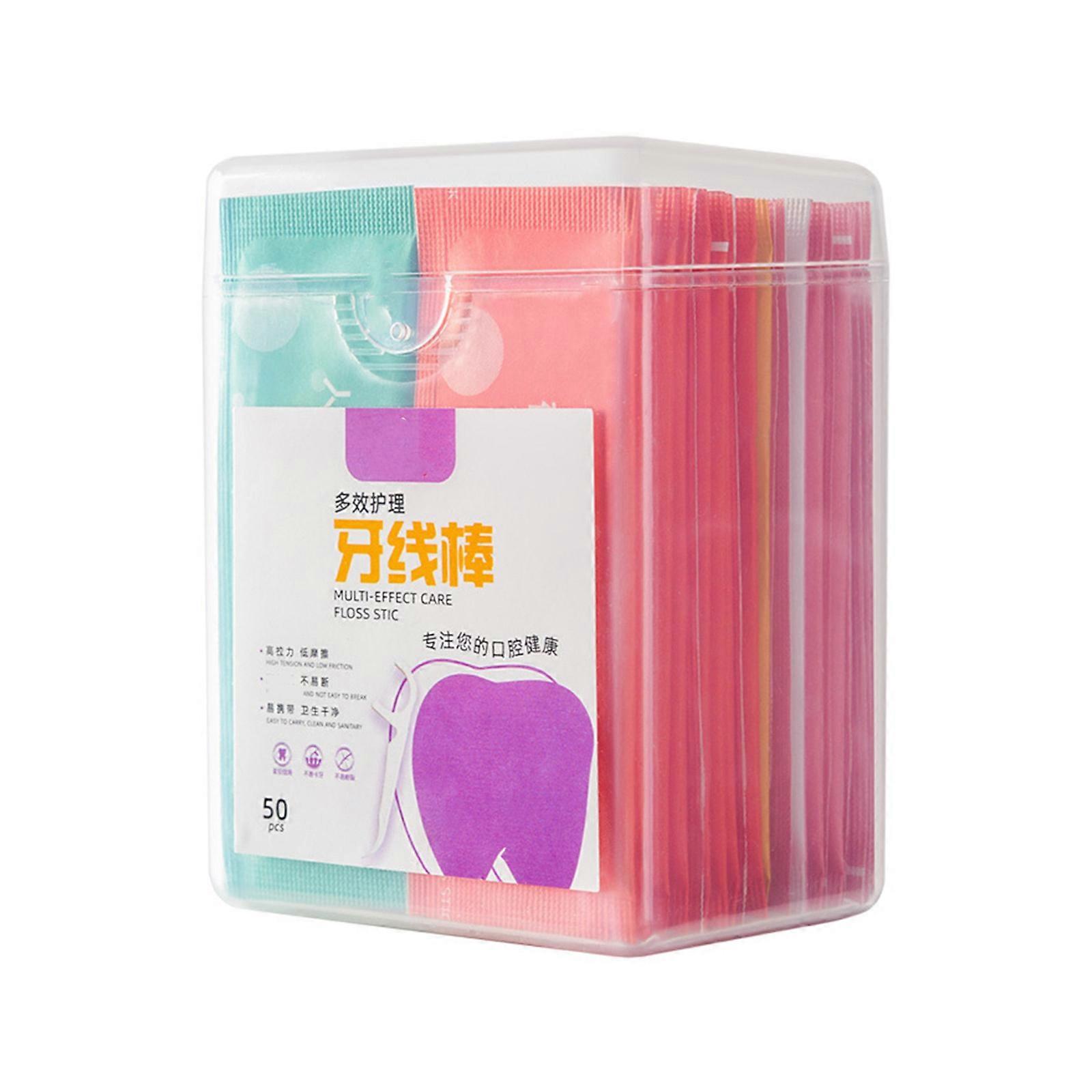 50 Pcs/Set Dental Floss Toothpick Sticks Clean Floss Picks Individually Wrapped Floss Flexible Dental Floss Picks