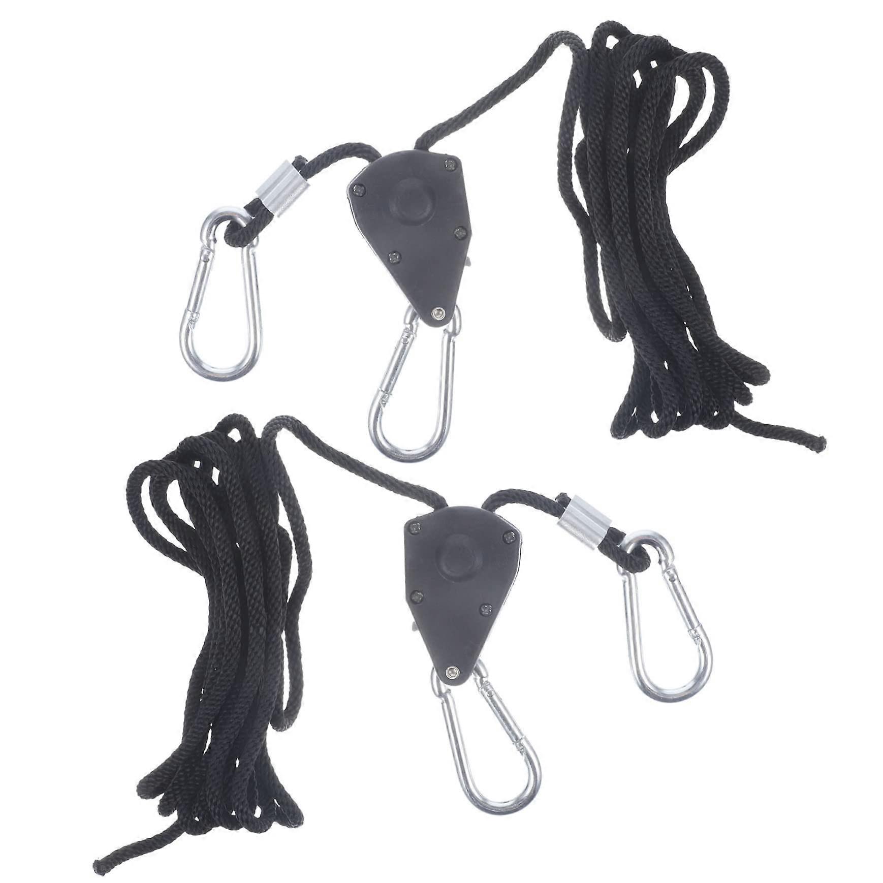 LED lamp suspension rope ratchet stainless hook adjustable grow light hanger black