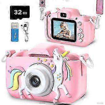 Giocattoli della fotocamera per bambini per ragazze di 3-8 anni, videocamera digitale per bambini con copertura in silicone morbido unicorno