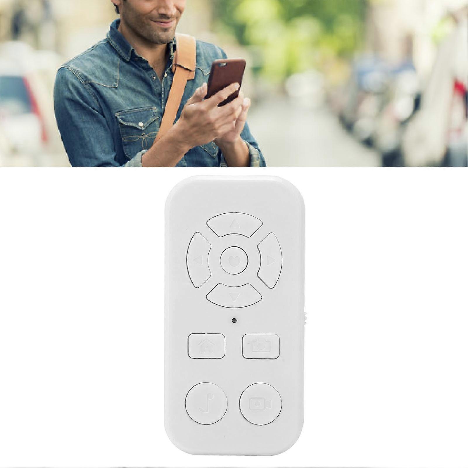 Phone Remote Control Bluetooth V4.2 Camera Shutter Video Recording Remote Page Turner for Android Smartphone Tablet White 