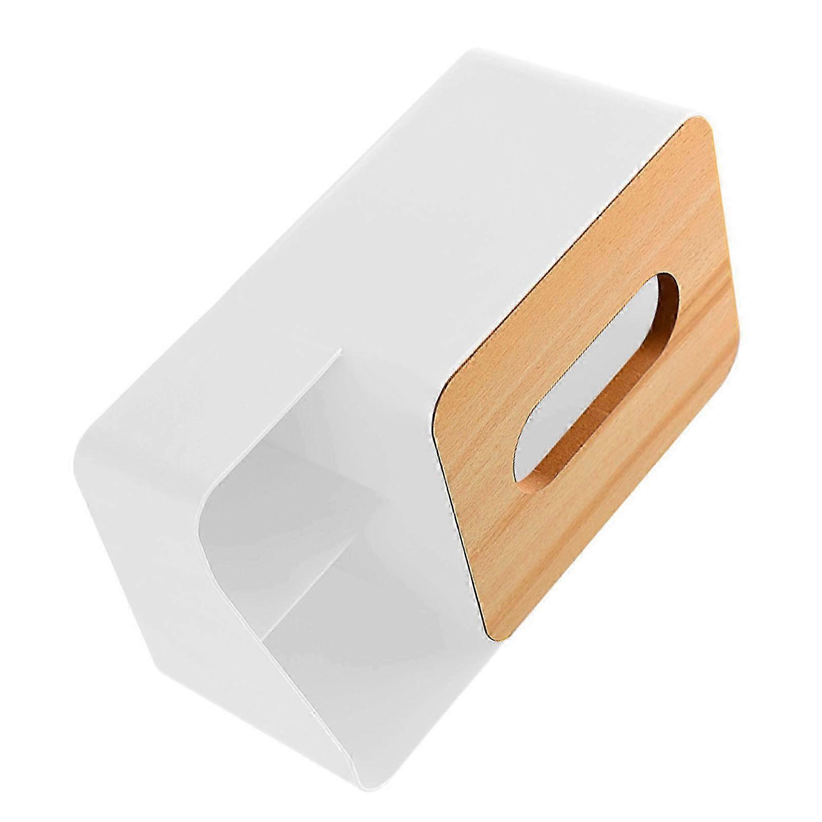 Multifunctional Wooden Tissue Box with Storage for Remote Controls, Ideal for Living Room, Bedroom, or Office Use