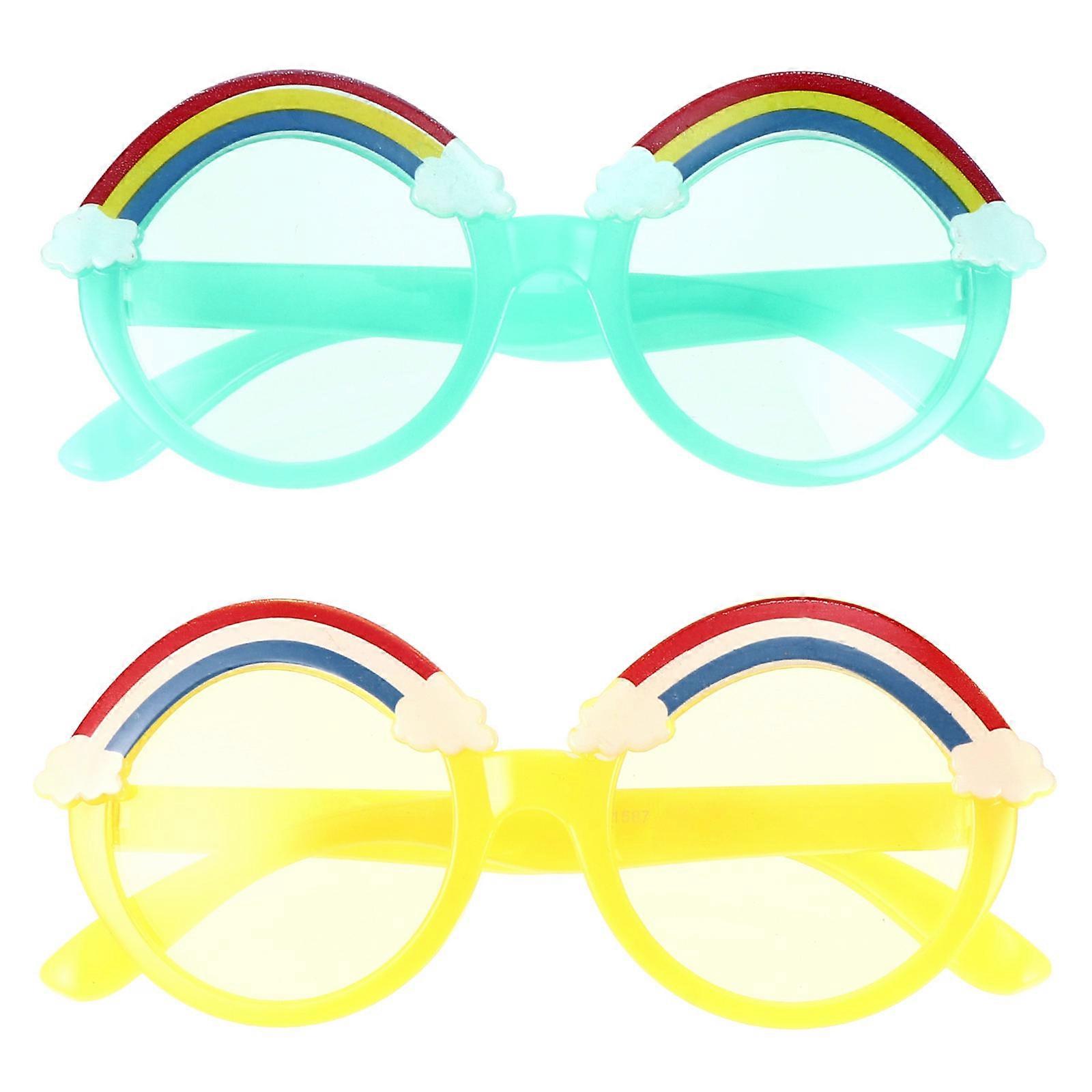 Green Decorative Kids Glasses with PC Material for Stylish Party Use Round Frame Cartoon Design
