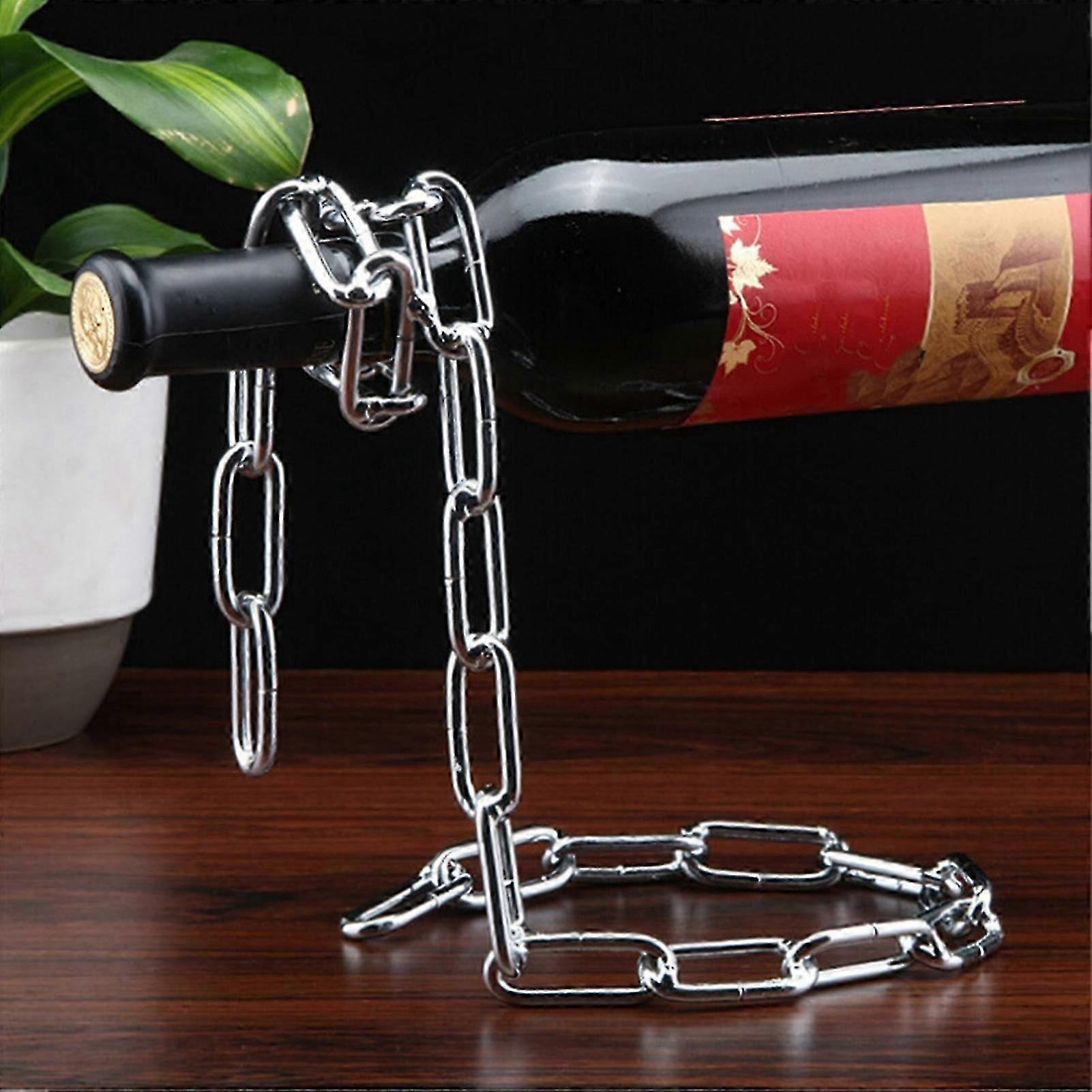 Single Bottle Holder Stand Table Top Floating Rack For Dining Table Closet Shelf-yvan Metal Colored Chain
