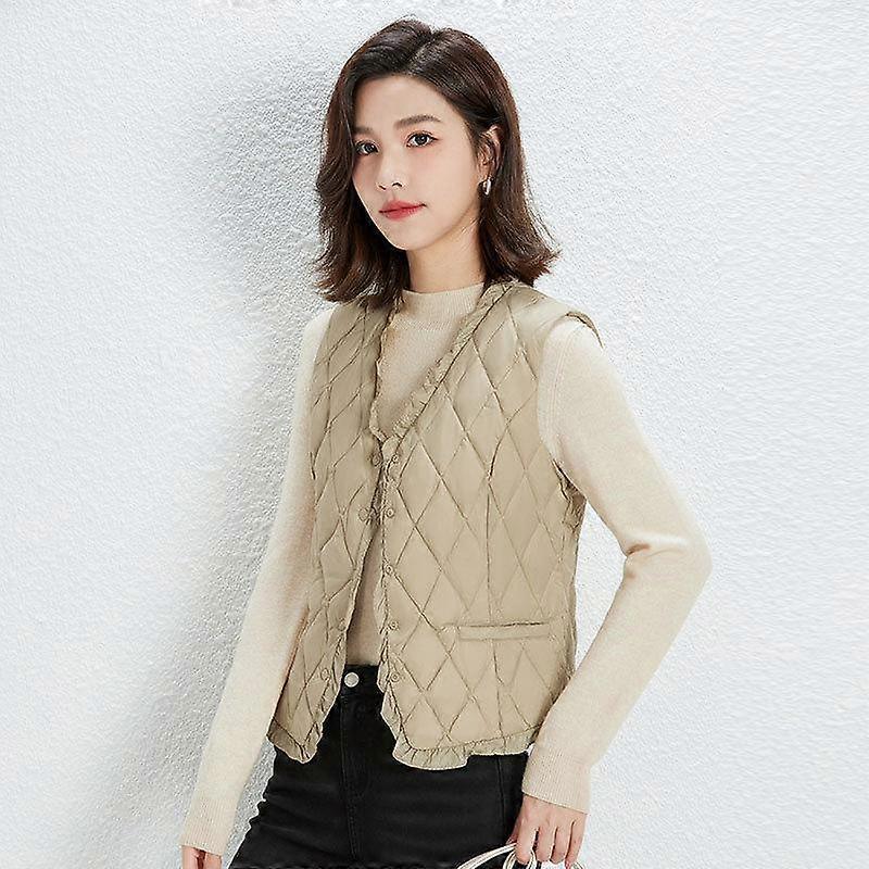 Autumn and Winter Women's 90 Down Light Down V-neck Duck Down Waistcoat Down Jacket