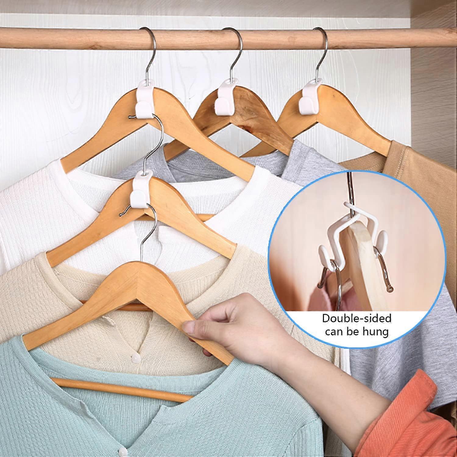 Space Saving Clothes Hook Multi-Layer Stackable Hanger for Wardrobe Cabinets 50 Pcs Clothes Hanger Connector Hooks