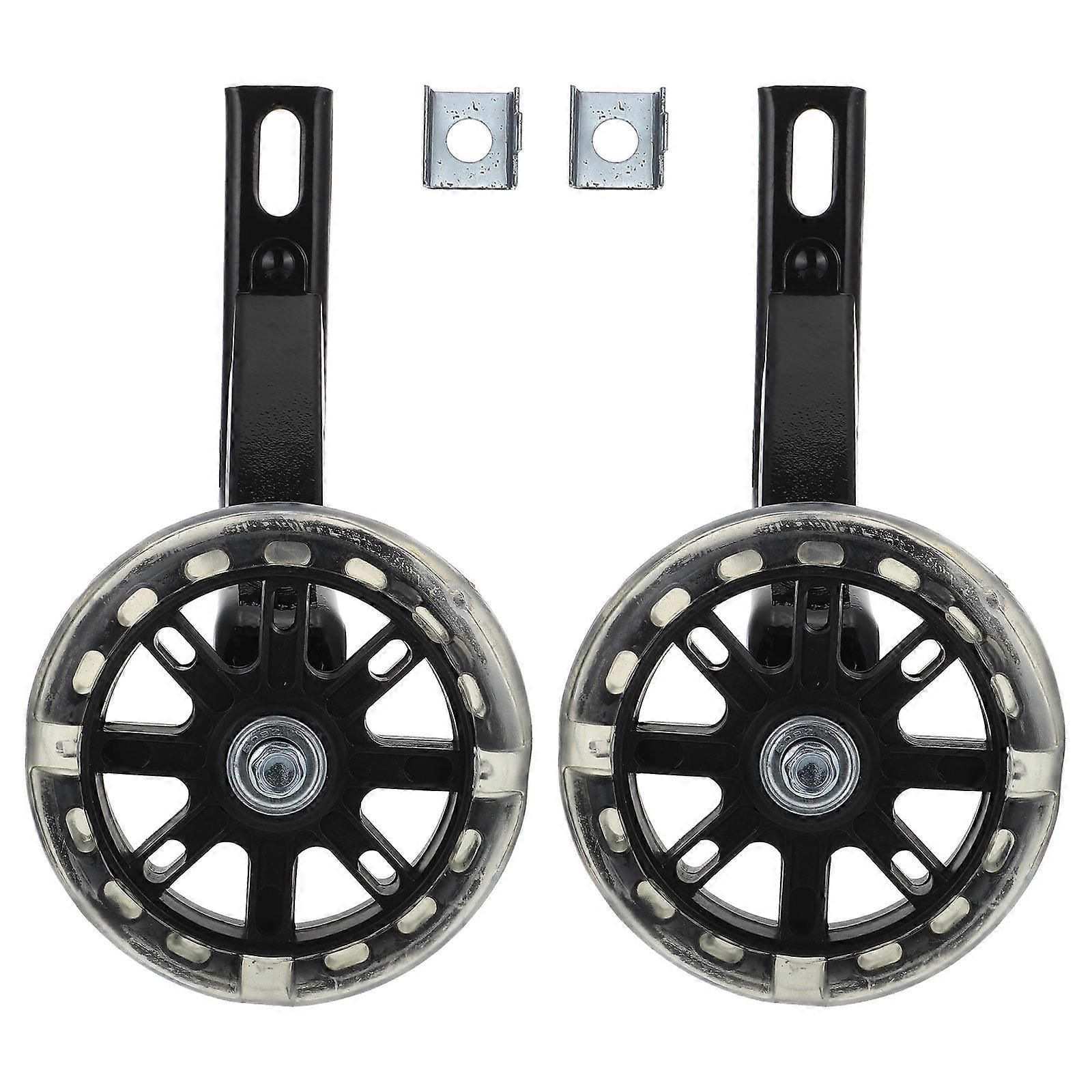 Glow in the Dark Bike Balance Wheels with PU Slip Resistant Tires and Bracket for Children's Bicycle Side Support Training Stabilizers for Safe Riding