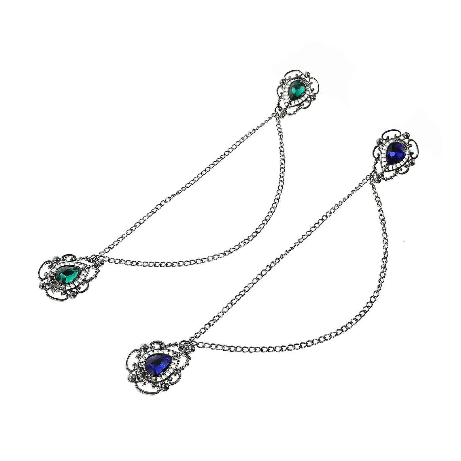 Fashion Collar Clips with Gem Decoration Assorted Color Alloy Material Easy to Use on Clothes