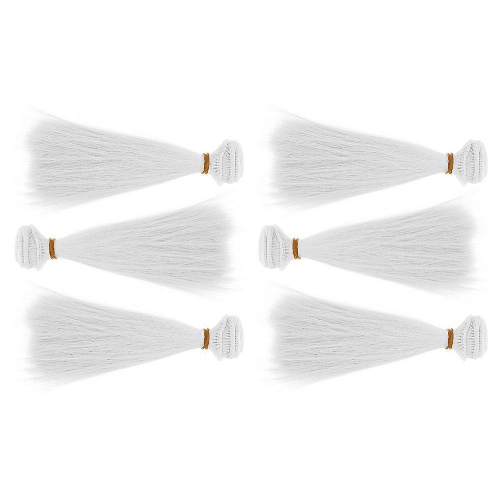 Accessoires de cheveux pour filles poupée perruque droite blanche 15.00X3.00X2.00cm production de bricolage 6Pcs