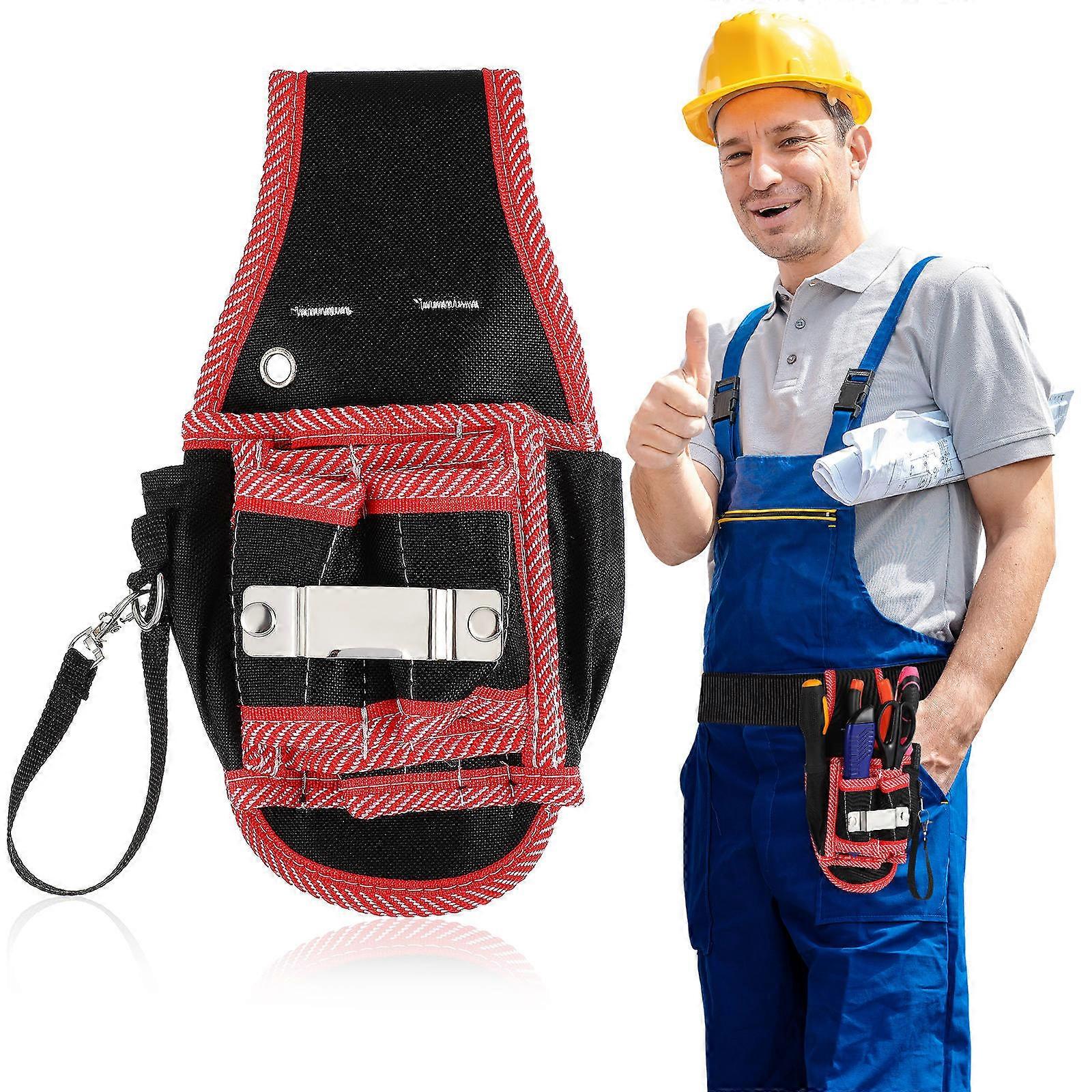 Electrician Tool Pouch Multi-functional Hanging Tool Waist Pouch Red Tear-resistant Portable Tool Organizer 1Pcs